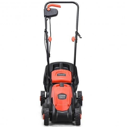 13 Inch Electric Push Lawn Corded Mower with Grass Bag-Red - Color: Red D681-ET1279RE