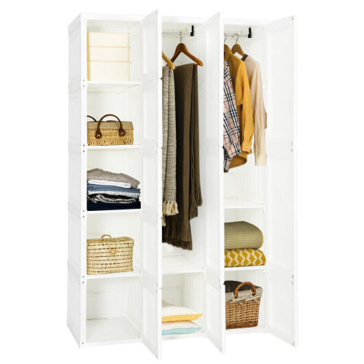 Foldable Armoire Wardrobe Closet with 10 Cubes - Color: White - Size: 10 Cubes D681-HU10506