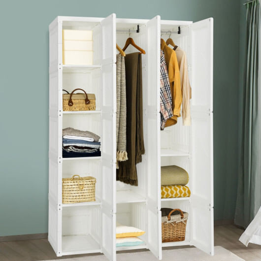 Foldable Armoire Wardrobe Closet with 10 Cubes - Color: White - Size: 10 Cubes D681-HU10506