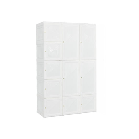 Foldable Armoire Wardrobe Closet with 10 Cubes - Color: White - Size: 10 Cubes D681-HU10506