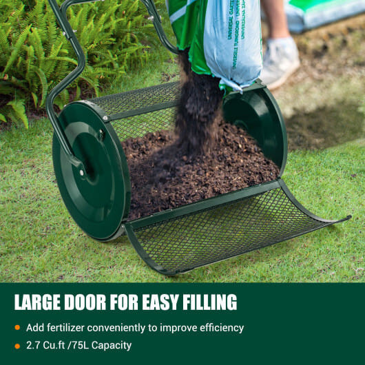 24 Inches Peat Moss Spreader with Upgrade Side Latches and U-shape Handle-Green - Color: Green D681-GT4123GN