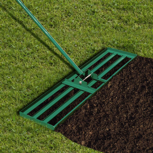 36 x 10 Inch Lawn Leveling Rake with Ergonomic Handle-Green - Color: Green D681-GT4045GN
