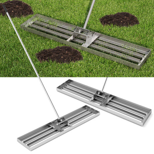 Lawn Leveling Rake 46 x 10 Inch Heavy Duty Lawn Level Tool for Soil-Silver - Color: Silver D681-GT4395SL