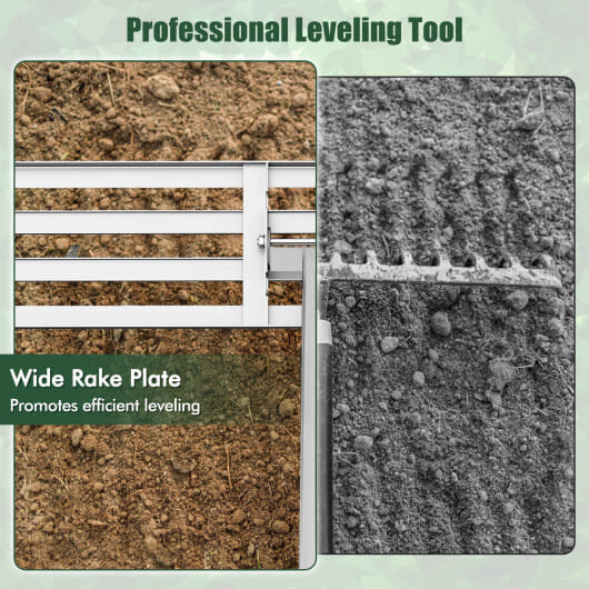 Lawn Leveling Rake 46 x 10 Inch Heavy Duty Lawn Level Tool for Soil-Silver - Color: Silver D681-GT4395SL