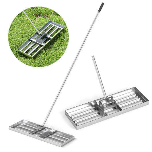 30 x 10 Inch Lawn Leveling Rake with Ergonomic Handle-Silver - Color: Silver D681-GT4043SL