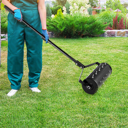 18/21 Inch Manual Lawn Aerator with Detachable Handle-18 inches - Color: Black - Size: 18 inches D681-GT4129DK
