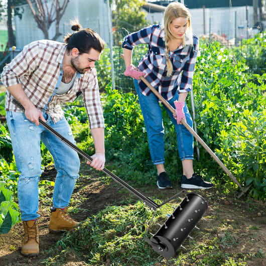 18/21 Inch Manual Lawn Aerator with Detachable Handle-18 inches - Color: Black - Size: 18 inches D681-GT4129DK
