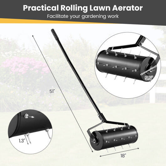 18/21 Inch Manual Lawn Aerator with Detachable Handle-18 inches - Color: Black - Size: 18 inches D681-GT4129DK