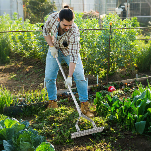 20 Inches Wide Aluminum Lawn Loosening Soil Rake with Long Handle and 19 Curved Tines B593-NP12138