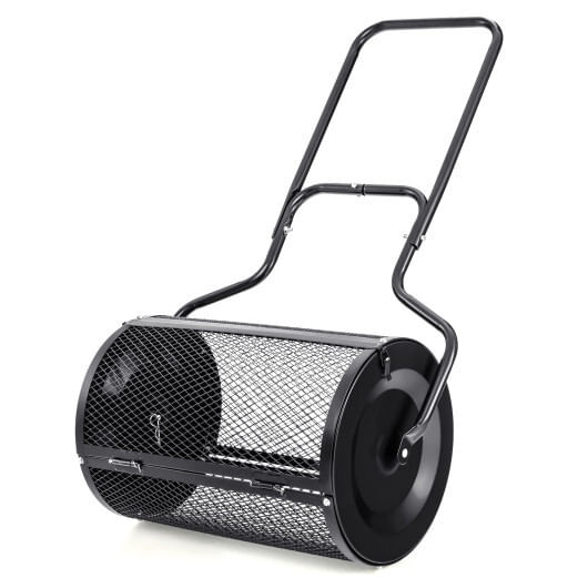 24" Peat Moss Spreader with Upgrade Side Latches and U-shape Handle-Black B593-GT4123