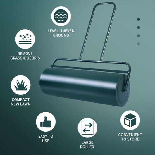 36 x 12 Inches Tow Lawn Roller Water Filled Metal Push Roller - Color: Green D681-GT2914GN