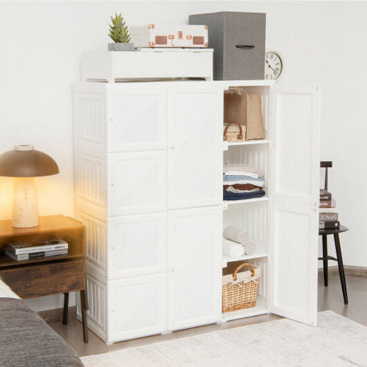 Clothes Foldable Armoire Wardrobe Closet with 12 Cubby Storage B593-HU10507