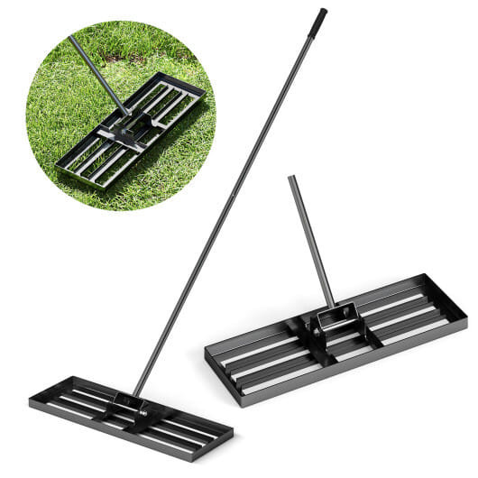 30 x 10 Inch Lawn Leveling Rake with Ergonomic Handle-Black - Color: Black D681-GT4043BK