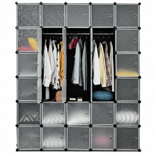 DIY 30 Cube Portable Closet Clothes Wardrobe Cabinet - Color: Transparent D681-HW61412