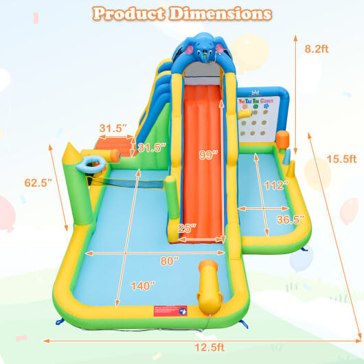 Inflatable Water Slide with Splash Pool and Climbing Wall for Oudoor Indoor without Blower - Color: D681-NP11236
