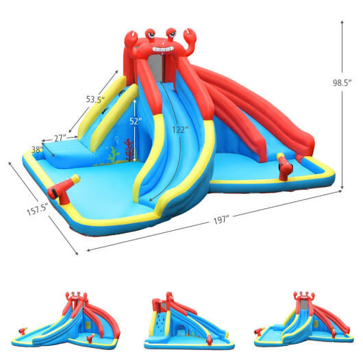 Inflatable Water Slide Bounce House with Water Cannon and 950W Blower B593-OP70952