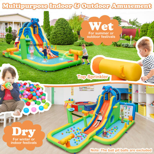 Inflatable Water Slide with Splash Pool and Climbing Wall for Oudoor Indoor without Blower B593-NP11236