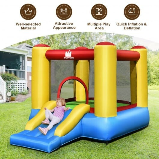 Kids Inflatable Bounce House with Slide and 480W blower B593-OP70738