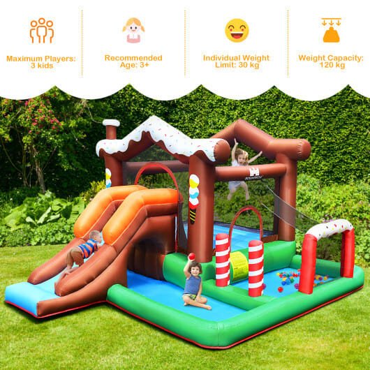 Kids Inflatable Bounce House Jumping Castle Slide Climber Bouncer with 550W Blower B593-OP70396+ES10150US
