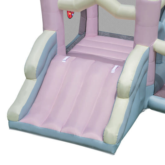 Kids Bounce House with Slide and 2 Boxing Columns for Party without Blower - Color: Macaron D681-NP11881