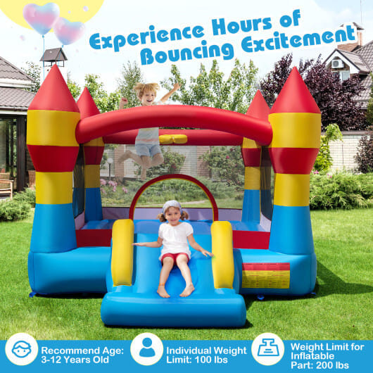 3-in-1 Kids Bouncer with Slide Large Jumping Area and Basketball Hoop without Blower B593-OP71362