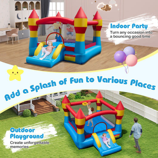 3-in-1 Kids Bouncer with Slide Large Jumping Area and Basketball Hoop without Blower B593-OP71362