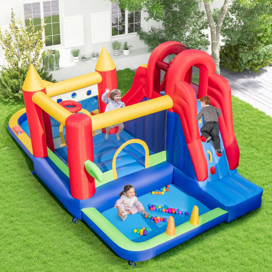 9-in-1 Inflatable Bounce Castle with Water Slide and Splash Pool with 735W Blower B593-NP11183+EP24683