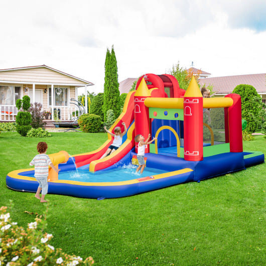 9-in-1 Inflatable Bounce Castle with Water Slide and Splash Pool with 735W Blower B593-NP11183+EP24683