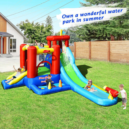 9-in-1 Inflatable Kids Water Slide Bounce House with 860W Blower B593-NP10389