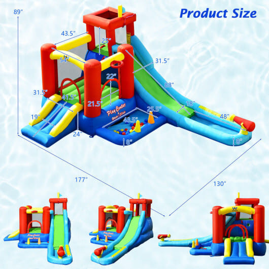 9-in-1 Inflatable Kids Water Slide Bounce House with 860W Blower B593-NP10389