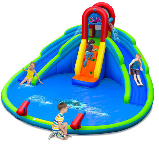 Inflatable Waterslide Bounce House with Upgraded Handrail without Blower - Color: Blue D681-NP10327