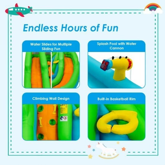 Inflatable Water Park Bounce House with Climbing Wall without Blower B593-OP3800