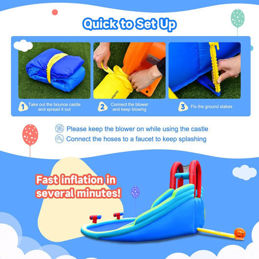 Inflatable Water Park Waterslide for Kids Backyard with 780W Air Blower B593-NP10316