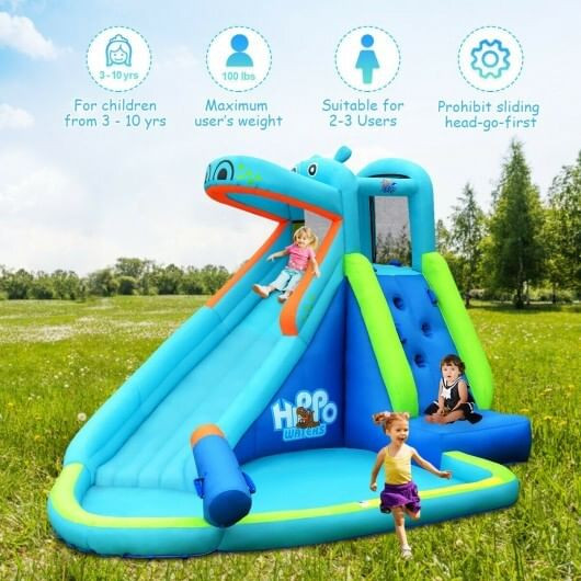 Hippo Inflatable Water Slide Bounce House with 740W Blower B593-OP70148