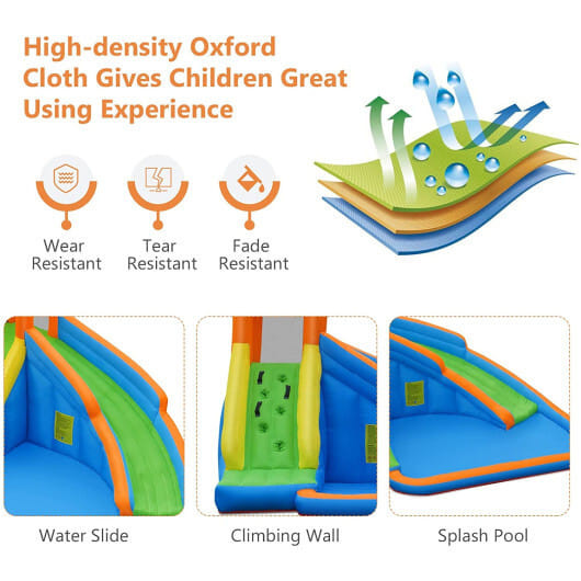 Kids Inflatable Water Slide Bouncing House with Carrying Bag and 480W Blower B593-OP70949