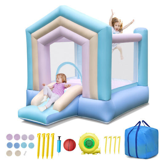 Kids Bounce House with Slide and Basketball Rim Bouncy Castle for Party with 480W Blower B593-NP11902US