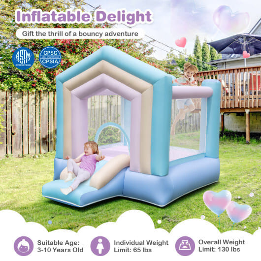 Kids Bounce House with Slide and Basketball Rim Bouncy Castle for Party with 480W Blower B593-NP11902US
