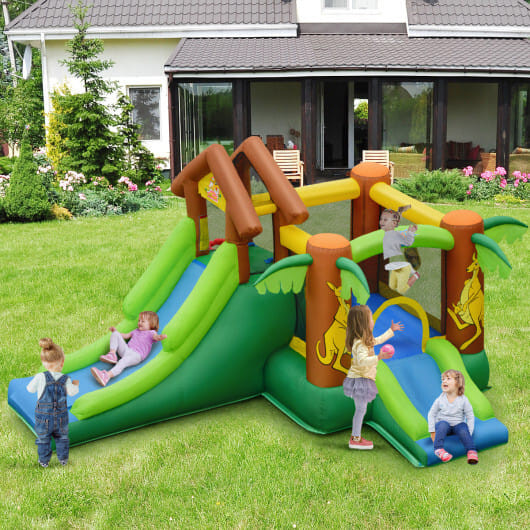 Kids Inflatable Jungle Bounce House Castle with 680W Blower B593-OP70104+ES10151US