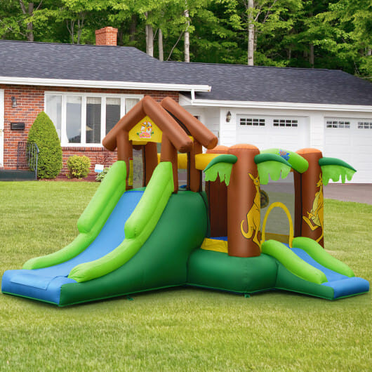 Kids Inflatable Jungle Bounce House Castle with 680W Blower B593-OP70104+ES10151US