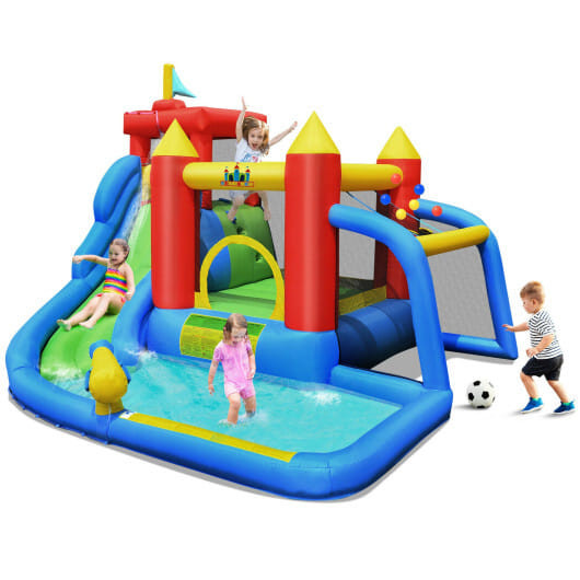 Inflatable Bouncer Bounce House with Water Slide Splash Pool without Blower B593-OP70640