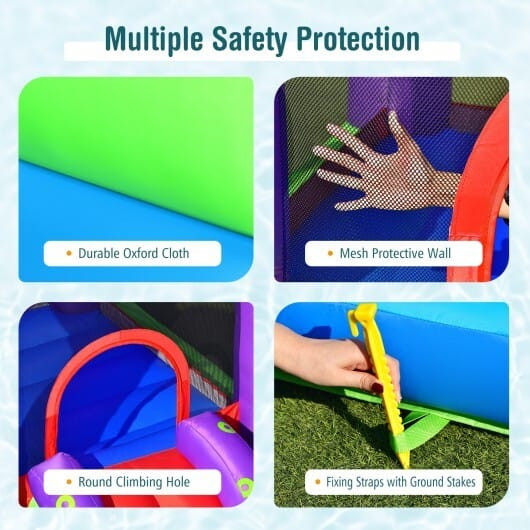 Inflatable Water Slide Park with Splash Pool and 750W Blower - Color: Multicolor D681-NP10145