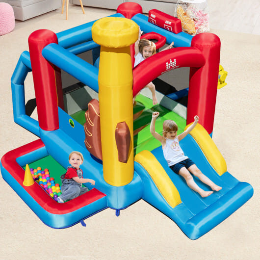 Baseball Themed Inflatable Bounce House with Ball Pit and Ocean Balls with 735W Blower B593-NP10763US