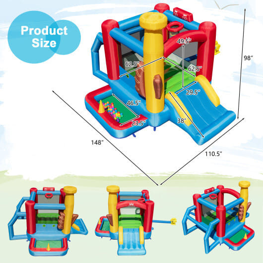 Baseball Themed Inflatable Bounce House with Ball Pit and Ocean Balls with 735W Blower B593-NP10763US