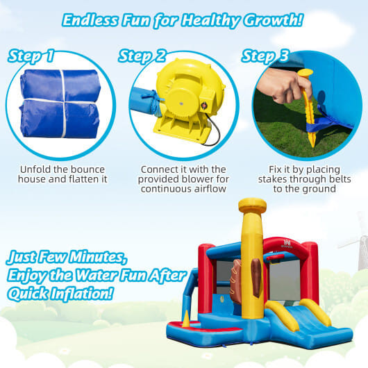 Baseball Themed Inflatable Bounce House with Ball Pit and Ocean Balls with 735W Blower B593-NP10763US