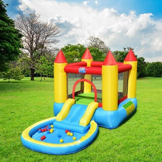 Kids Inflatable Bounce House Castle with Balls Pool and Bag - Color: Multicolor D681-OP70055