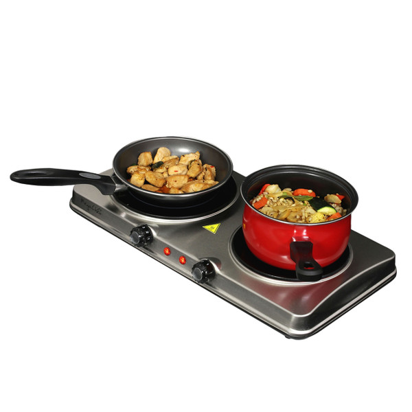MegaChef Electric Easily Portable Heavy Duty Lightweight Dual Size Infrared Burner Cooktop Buffet R D970-MC-6206A