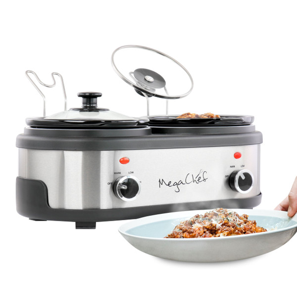 MegaChef Dual 1.5 Quart Crock Buffet Slow Cooker D970-MC-1500