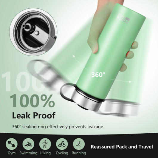 22 Oz Double-walled Insulated Stainless Steel Water Bottle with 2 Lids and Straw-Green - Color: Gre D681-KC55427TU
