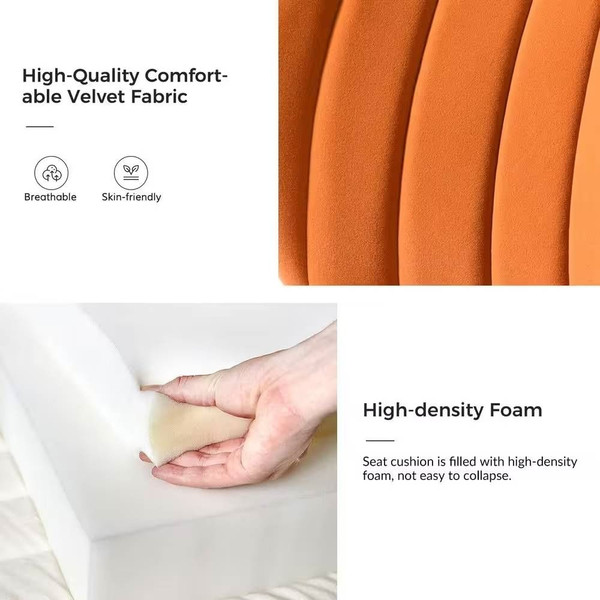 Orange Velvet Upholstered Wingback Accent Side Chair with Gold Metal Legs Q280-ORLVWBS835214