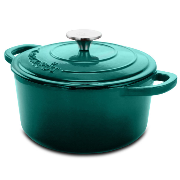 Crock-pot Artisan 3 Quart Enameled Cast Iron Casserole with Lid in Gradient Teal D970-94225.02